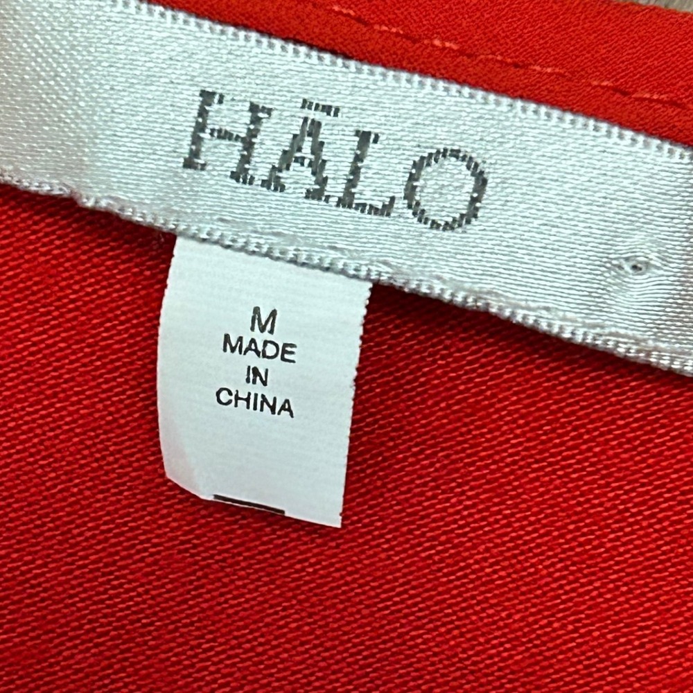 HALO Red Sleeveless Blouse Sheer Button Detail Women's Top Medium - Picture 6 of 8